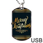 Christmas Gold Black Frame Noble Dog Tag USB Flash (One Side) Front