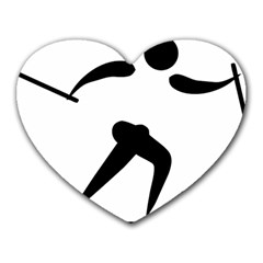 Cross Country Skiing Pictogram Heart Mousepads by abbeyz71