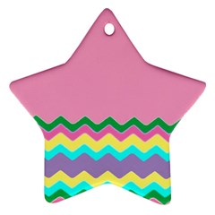 Easter Chevron Pattern Stripes Star Ornament (two Sides) by Nexatart