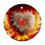 Arts Fire Valentines Day Heart Love Flames Heart Ornament (Round) Front