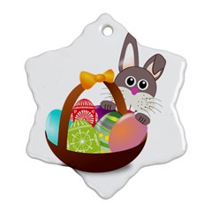 Easter Bunny Eggs Nest Basket Ornament (snowflake) by Nexatart