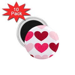 Valentine S Day Hearts 1 75  Magnets (10 Pack)  by Nexatart