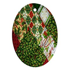 Christmas Quilt Background Ornament (oval) by Nexatart