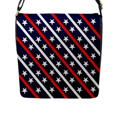 Patriotic Red White Blue Stars Flap Messenger Bag (l)  by Nexatart