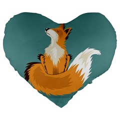 Animal Wolf Orange Fox Large 19  Premium Heart Shape Cushions by Alisyart