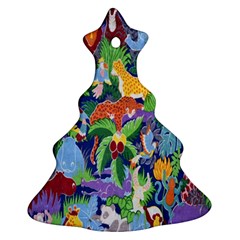 Animated Safari Animals Background Christmas Tree Ornament (two Sides) by Nexatart