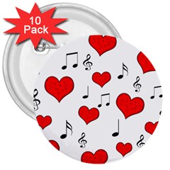 Love Song Pattern 3  Buttons (10 Pack)  by Valentinaart