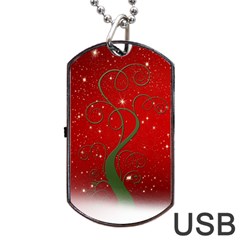Christmas Modern Day Snow Star Red Dog Tag Usb Flash (two Sides) by Nexatart
