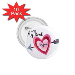 You Are My Beat / Pink And Teal Hearts Pattern (white)  1 75  Buttons (10 Pack) by FashionFling