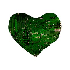 Circuit Board Standard 16  Premium Heart Shape Cushions by Nexatart