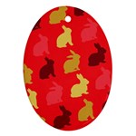 Hare Easter Pattern Animals Oval Ornament (Two Sides) Front