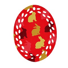 Hare Easter Pattern Animals Oval Filigree Ornament (two Sides) by Amaryn4rt