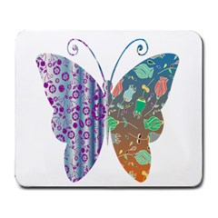 Vintage Style Floral Butterfly Large Mousepads by Amaryn4rt