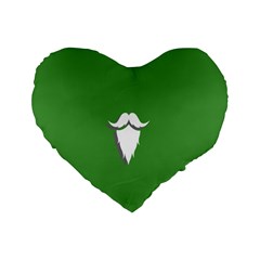 The Dude Beard White Green Standard 16  Premium Heart Shape Cushions by Alisyart
