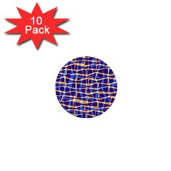 Surface Pattern Net Chevron Brown Blue Plaid 1  Mini Buttons (10 Pack)  by Alisyart