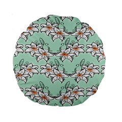 Flower Floral Lilly White Blue Standard 15  Premium Round Cushions by Alisyart
