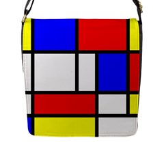 Mondrian Red Blue Yellow Flap Messenger Bag (l)  by Amaryn4rt