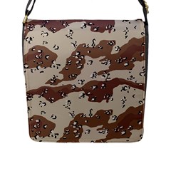 Camouflage Army Disguise Grey Brown Flap Messenger Bag (l)  by Alisyart
