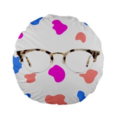 Glasses Blue Pink Brown Standard 15  Premium Flano Round Cushions by Alisyart