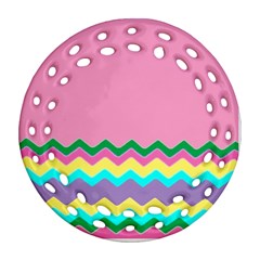 Easter Chevron Pattern Stripes Ornament (round Filigree) by Amaryn4rt