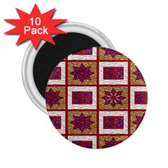 African Fabric Star Plaid Gold Blue Red 2 25  Magnets (10 Pack)  by Alisyart