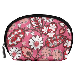 Flower Floral Red Blush Pink Accessory Pouches (large)  by Alisyart