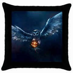 Owl And Fire Ball Throw Pillow Case (black) by Amaryn4rt