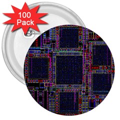 Technology Circuit Board Layout Pattern 3  Buttons (100 Pack)  by Amaryn4rt