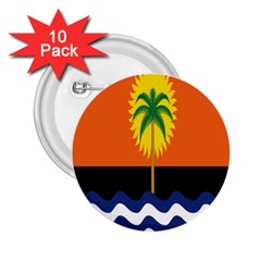 Coconut Tree Wave Water Sun Sea Orange Blue White Yellow Green 2 25  Buttons (10 Pack)  by Alisyart