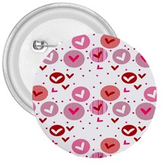 Crafts Chevron Cricle Pink Love Heart Valentine 3  Buttons by Alisyart