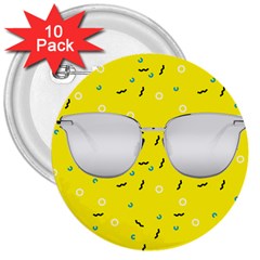 Glasses Yellow 3  Buttons (10 Pack)  by Alisyart