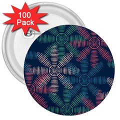 Spring Flower Red Grey Green Blue 3  Buttons (100 Pack)  by Alisyart