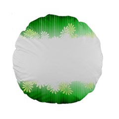 Green Floral Stripe Background Standard 15  Premium Round Cushions by Simbadda