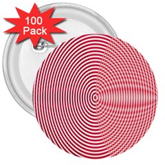 Circle Line Red Pink White Wave 3  Buttons (100 Pack)  by Alisyart