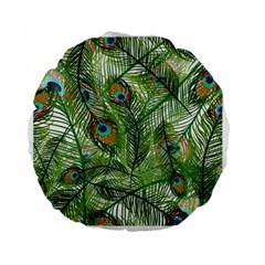 Peacock Feathers Pattern Standard 15  Premium Round Cushions by Simbadda