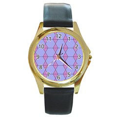 Demiregular Purple Line Triangle Round Gold Metal Watch by Alisyart