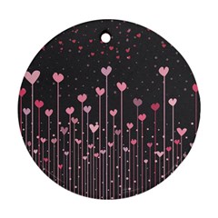 Pink Hearts On Black Background Ornament (round) by TastefulDesigns