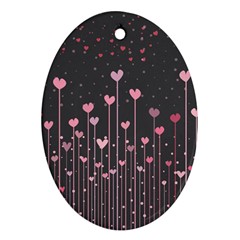 Pink Hearts On Black Background Ornament (oval) by TastefulDesigns
