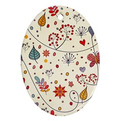 Spring Floral Pattern With Butterflies Ornament (oval) by TastefulDesigns