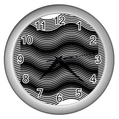 Two Layers Consisting Of Curves With Identical Inclination Patterns Wall Clocks (silver)  by Simbadda