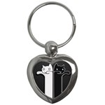 Texture Cats Black White Key Chains (Heart)  Front