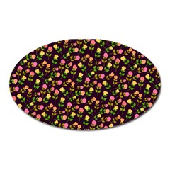 Flowers Roses Floral Flowery Oval Magnet by Simbadda
