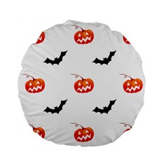 Halloween Seamless Pumpkin Bat Orange Black Sinister Standard 15  Premium Round Cushions by Alisyart