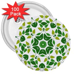 Leaf Green Frame Star 3  Buttons (100 Pack)  by Alisyart