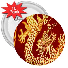Fabric Pattern Dragon Embroidery Texture 3  Buttons (10 Pack)  by Simbadda