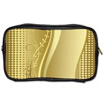 Golden Wave Floral Leaf Circle Toiletries Bags 2-Side Front