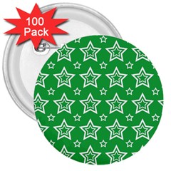 Green White Star Line Space 3  Buttons (100 Pack)  by Alisyart