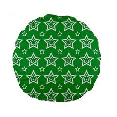 Green White Star Line Space Standard 15  Premium Round Cushions by Alisyart