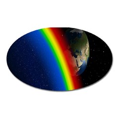 Rainbow Earth Outer Space Fantasy Carmen Image Oval Magnet by Simbadda
