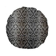 Patterns Wavy Background Texture Metal Silver Standard 15  Premium Round Cushions by Simbadda